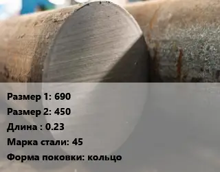 Поковка круглая 690х450 L=0.23 Сталь: 45 кольцо